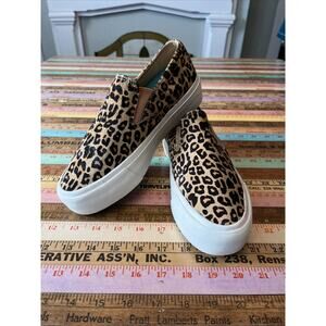 $130 SEAVEES Sz 7 Sneakers Baja Platform Mulholland Leopard Cowhide Leather Boho